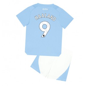 Manchester City Erling Haaland #9 Hjemmebanesæt Børn 2023-24 Kort ærmer (+ korte bukser)